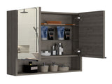 Medicine Cabinet, One Open Shelf, Three Interior Shelves, Light Gray B097133185