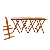 Folding Trays with Storage Rack,Snack Table - Set of 4,honey W49539832