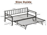 Twin Daybed with RGB LED Lights & Charging Station, Height Adjustable Day Bed Frame with Trundle, W2129P417631