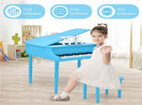 Blue Kids Piano 30-Key Wood Toy Kids Grand Piano with Bench and Music Rack 53536919