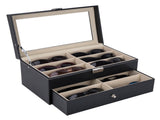 Leather 12 Piece Eyeglasses Storage and Sunglass Glasses Display Drawer Lockable Case Organizer 17832318