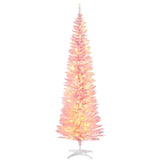 ZUN HOMCOM 7' Tall Pre-Lit Slim Noble Fir Artificial Christmas Tree with 200 Warm White LED Lights and W2225137771