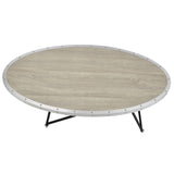 ZUN Weathered Grey Oak and Black Oval Coffee Table B062P181352