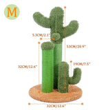 ZUN Cat Scratching Post Cactus Cat Scratcher Featuring with 3 Scratching Poles and Interactive Dangling 58153982