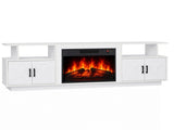 White Embossed Fireplace TV Stand, 179*35*57.5cm, Particle Board, 4 Doors & 2 Shelves, Barn Door 66713186