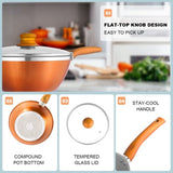 ZUN Kitchen Cookware Set, 6 PCS Nonstick Pot and Pan Set-Wok, Soup, Milk Pot Set Orange 63203040