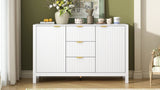 U_STYLE Sideboard with Wave Design - 3 Adjustable Shelves, 3 Drawers & Soft-Close Doors, Storage N711P269066K
