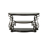 Sofa Table, Glass table top, MDF W/marble paper middle shelf, powder coat finish metal legs. W48720762