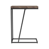 ZUN Rustic Tobacco Herringbone and Sandy Black Accent Table B062P153914