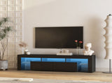 High gloss TV Stand with LED Lights for TVs up to 65'', Modern TV Console with Storage Cabinets for W1321126658