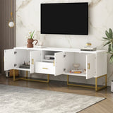 U-Can Modern TV Stand for TV up to 70 Inches,TV Cabinet with 1 Drawer, 2 Cabinets and Metal Legs, N724P198473K