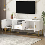 ZUN U-Can Modern TV Stand for TV up to 70 Inches,TV Cabinet with 1 Drawer, 2 Cabinets and Metal Legs, N724P198473K