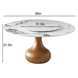 ZUN Modern Marble Dining Table, 59" Round Sintered Stone Table for Dining Room, Kitchen, Dinette, 84533567