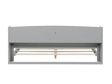 Full Pine Wood Bed with Bookcase Headboard ,LED Motion Sensor Light, Bed Guardrails,Grey W504P277598