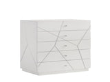 Manhattan Chest Lacquer Finish with Geometric Design and Spacious Drawers for Modern Storage White G150108681