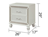 Crystal Modern Style 2-Drawer Nightstand Made with Wood Finished in White B00970957
