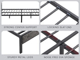 Full Bed Frame Storage Headboard, Charging Station and LED Lights, Upholstered Platform Bed 42481960