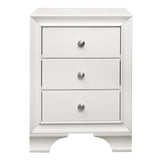 White Finish 3-Drawers Nightstand with 2 USB Ports Transitional Bedroom Furniture 1pc Bedside Table B011P172008