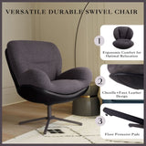 360&deg Swivel Office Chair, Modern Chenille Chair with Faux Leather and Black Metal Base Frame, No N817P205024H