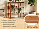 Natural Wood Folding Storage Shelf, Slatted Drainage Design Portable Display Rack for Indoor Outdoor 60770932