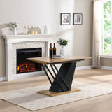 61.81 inch Extendable Dining Table, Modern Geometric Rectangular Table with Sturdy Metal W2317P251956