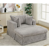 47.7'' Oversized Corduroy Chaise Longue with Ottoman, Deep Seat Reclining Chair Sofa, W1628P206065