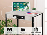 Adult 2 Tier Nightstands End Tables with Charging Station and Storage Basket Set of 2, White 32208951