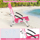 2 Pack Pink Umbrella Chair for Adults with Adjustable ParasolPortable Backpack Beach Chair 62111420