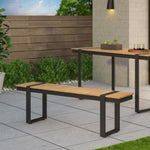 ZUN Outdoor Dining Bench, Gray + Natural 70498.00GRY