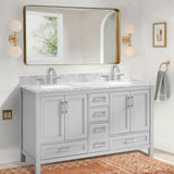 60 in Undermount Double Sinks Bathroom Storage Cabinet with Carrara Natural Marble Top W1059P170420
