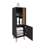 Vance 47" High One Door Cabinet with Two Open Shelves Dark Wengue - Light Oak B200P253745
