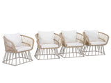 Outdoor Dining Chair MP1 - Teak Finish Wicker & Beige Steel Frame, 300LBS Weight Capacity, Includes N770P385227B