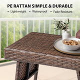 Outdoor Folding Side Table, Patio Rattan Coffee Table with PE Wicker & High-Duty Steel Frame for 51700564
