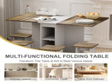 5 Pieces Folding Extendable Dining Table Set with 4 Chairs for 4 Peoples, 55'' Drop Leaf Wood 53461376