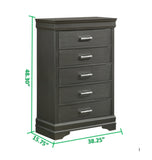 Modern 5 Drawers Chest made with Wood in Gray 733569277797