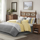 Embroidered 7 Piece Comforter Set Yellow Queen B03596980