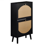 2 dump buckets with high-leg arched rattan surface shoe cabinet particle board plastic rattan 60985833