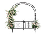 134.5*58.5*213cm Arc Roof Double Layer With Door Wrought Iron Iron Arch Courtyard Black 03609529