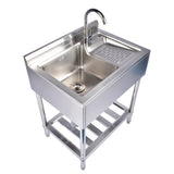 28.3in Stainless Steel, Left, Right Wash, Silver with Water Faucet Free Standing Laundry 61405108