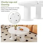 ZUN ON-TREND Φ39.4'' Easy Assembly Round Petal-Shaped Coffee Table, Cream Style Center Table with 3 N721P190396K