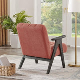 Rella Modern Teddy Sherpa Accent Chair with Espresso Wood Frame T2574P241337
