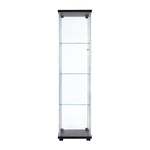 ZUN One Door Glass Cabinet Glass Display Cabinet with 4 Shelves, Black 25171666