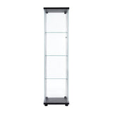 ZUN One Door Glass Cabinet Glass Display Cabinet with 4 Shelves, Black 25171666