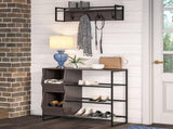 4-Hook Coat Rack Wall Mount Entryway Organizer - Weathered Woodgrain 58439114