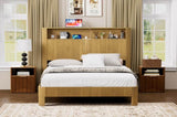 Queen Size bed frame with storage headboard, built-in charging station, wavy curved lines design, 02680710