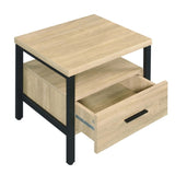 ZUN Oak and Black 1-drawer Accent Table B062P186480