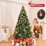 ZUN 7 FT Snow Tipped Artificial Christmas Tree with DIY 150 Warm Lights, Remote Control, 1100 Branch 78856463