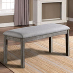 ZUN Gray Color Dining Bench Padded Seat 1pc Bench Kitchen Dining Room Wire-Brushed Finish B011P246318