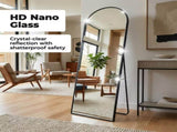 59" Full Length Mirror Floor Standing, Anti-Rust Aluminum Frame, Arch, Black 69849977