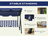 Dark Blue 3-Person Outdoor Swing Chair Patio Swing with Cushion, Adjustable Canopy 72523027